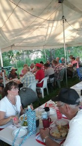 All enjoying dinner  